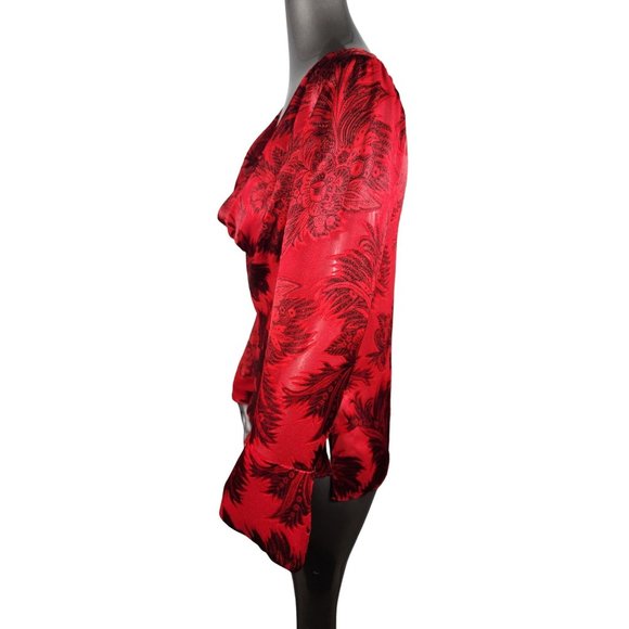 Alice + Olivia NWT Red Top Draped Neckline Sheer Ruby Blouse Extra Small XS - Picture 4 of 8